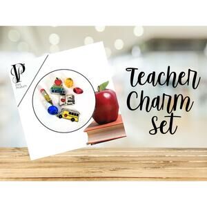 Back to School Teacher Gift Floating Charm Set Pencil School Charms